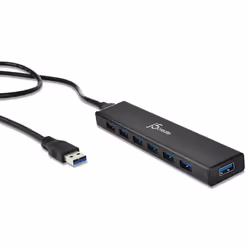 j5create JUH377 hub & concentrateur USB 3.2 Gen 1 (3.1 Gen 1) Micro-B 5000 Mbit/s Noir