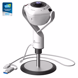 j5create JVU368-N Webcam 360° pilotée par IA avec haut-parleur, 5 MP, 1920 x 1080 pixels, Full HD, 30 ips, USB, Blanc