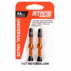 Stan's NoTubes Alloy Valves, Kit d’entretien, Frein à disque hydraulique pour vélo, Roue, Noir, Orange, Aluminium, 44 mm