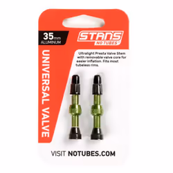 Stan's NoTubes Alloy Valves, Kit d’entretien, Freins à disque mécanique pour vélo, Roue, Noir, Vert, Aluminium, 35 mm