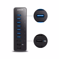 Anker A7515311 hub & concentrateur USB 2.0 Type-B 5000 Mbit/s Noir