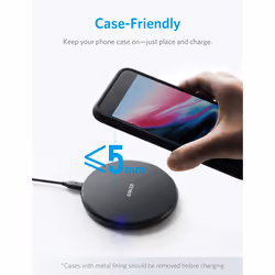 Anker PowerPort Wireless 5 Pad Smartphone Noir USB Recharge sans fil Intérieure