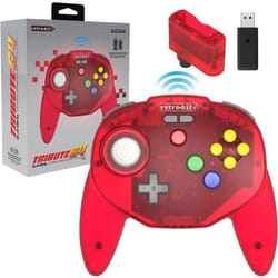 Retro-Bit Tribute 64 2.4GHz Manette sans Fil pour Nintendo 64/Switch/PC/Mac Clear Red