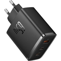 Chargeur USB C - Baseus - 65W - 2 sorties USB-C - Compatible iPhone et MacBook - Technologie GaN