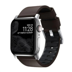 Nomad Active Band Pro Bande Marron, Argent Cuir, Acier inoxydable