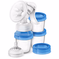Philips AVENT SCF330/13 Tire-lait manuel avec 3 pots, Manuel, Bleu, Blanc