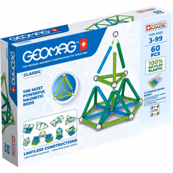 Geomag Classic - EcoFriendly 60 pcs Color, Jouet à aimant néodyme, 3 an(s), Multicolore
