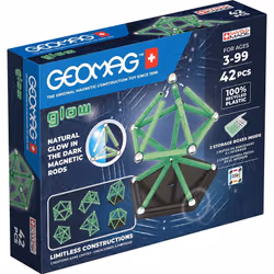 Geomag - Ecofriendly 42 pcs Glow, Jouet à aimant néodyme, 3 an(s), Multicolore