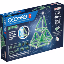 Geomag Glow Recycled, Jouet à aimant néodyme, 3 an(s), Vert, 60 pièce(s)