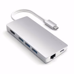 Satechi ST-TCMA2S, USB 3.2 Gen 1 (3.1 Gen 1) Type-C, Argent, MicroSD (TransFlash), SD, HDMI, RJ-45, USB 3.2 Gen 1 (3.1 Gen 1) ...
