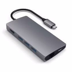 Satechi Multi-Port Adapter V2 Dock st., USB 3.2 Gen 1 (3.1 Gen 1) Type-C, Gris, MicroSD (TransFlash), SD, HDMI, RJ-45, USB 3. ...