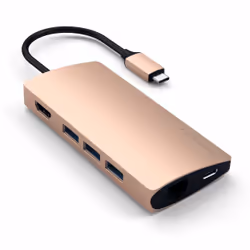 Satechi ST-TCMA2G, Avec fil, Thunderbolt 3, 60 W, 10,100,1000 Mbit/s, Or, MicroSD (TransFlash), SD