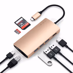 Satechi ST-TCMA2G station d'accueil Avec fil Thunderbolt 3 Or