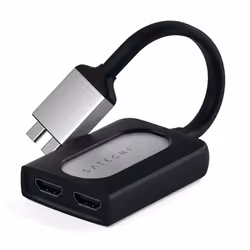 Satechi ST-TCDHAS câble vidéo et adaptateur 0,156 m 2 x USB Type-C 2 x HDMI Noir, Argent