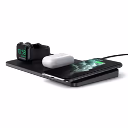 Satechi ST-X3TWCPM chargeur d'appareils mobiles Écouteurs, Smartphone, Smartwatch Noir Secteur Recharge sans fil Intérieure