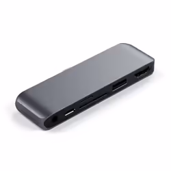 Satechi ST-MPHSDM, Avec fil, USB 3.2 Gen 2 (3.1 Gen 2) Type-C, 60 W, Noir, Black, MicroSD (TransFlash), SD