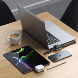 Satechi ST-UC2WCDM chargeur d'appareils mobiles Casque, Smartwatch Argent, Blanc USB Recharge sans fil Intérieure
