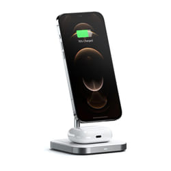 Satechi ST-WMCS2M chargeur d'appareils mobiles Écouteurs, Smartphone Argent, Blanc USB Recharge sans fil Intérieure