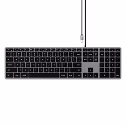 Satechi Slim W3, USB, QWERTZ, Noir, Gris
