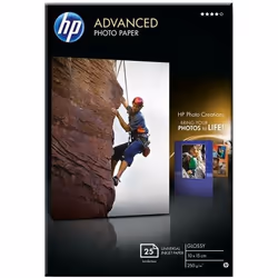 HP Papier photo à finition glacée Advanced, 250 g/m2, 10 x 15 cm (101 x 152 mm), 25 feuilles, Gloss, 250 g/m², 10x15 cm, Blan ...