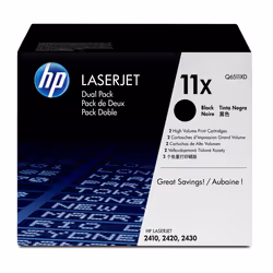 HP 11X 2-pack High Yield Black Original LaserJet Toner Cartridges, 12000 pages, Noir, 2 pièce(s)