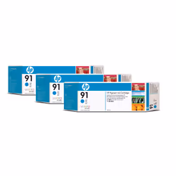 HP 91 3-pack 775-ml Cyan DesignJet Pigment Ink Cartridges, Encre à pigments, 775 ml, 1 pièce(s), Multi pack