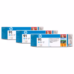 HP 91 3-pack 775-ml Light Cyan DesignJet Pigment Ink Cartridges, Encre à pigments, 775 ml, 1 pièce(s), Multi pack