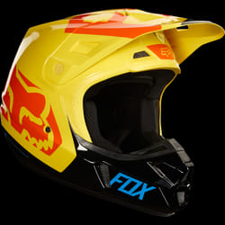 FOX V2 Preme Casque de motocross, noir-rouge-jaune, taille L pour Hommes
