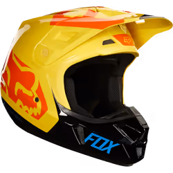 FOX V2 Preme Casque de motocross, noir-rouge-jaune, taille L pour Hommes