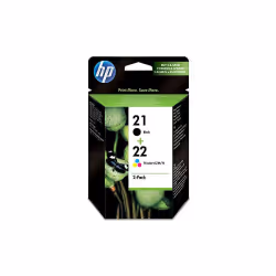 HP 21 (noir) / 22 (trois couleurs) pack de 2 cartouches d'encre authentiques, Rendement standard, Noir, Cyan, Magenta, Jaune, ...