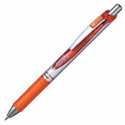 Pentel EnerGel Xm, Stylos rétractables à encre gel, Orange, Argent, Orange, Plastique, Caoutchouc, Rond, 0,35 mm