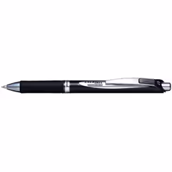 Pentel BLP77-AX, Stylos rétractables à encre gel, Noir, Noir, Argent, 0,7 mm, Encre à pigments, Boîte