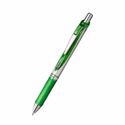 Pentel EnerGel Xm, Stylos rétractables à encre gel, Vert clair, Vert, Argent, Plastique, Caoutchouc, Rond, 0,35 mm