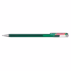 Pentel K110-DBDX, Stylos rétractables à encre gel, Vert, Rouge métallisé, Vert, Transparent, Rond, Ambidextre, 1 mm