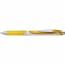 Pentel Energel BL77, Stylos rétractables à encre gel, Jaune, Argent, Jaune, Rond, 0,7 mm, Encre à base d'eau