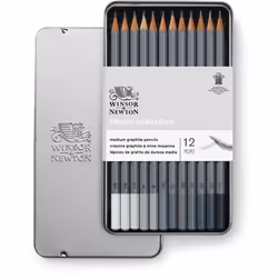 WINSOR & NEWTON Studio Collection - Boîte métal de 12 Crayons graphite