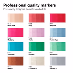 Winsor & Newton 884955070666 marqueur 13 pièce(s) Assortie Beige, Bleu, Marron, Vert, Gris, Rose, Rouge, Violet