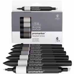 Winsor &amp; Newton 884955071045, 6 pièce(s), Noir, Gris, Assortie, Noir, Cool Grey 1, Cool Grey 2, Cool Grey 3, Cool Grey 4, ...