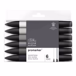 Winsor & Newton 884955071045 marqueur 6 pièce(s) Assortie Noir, Gris