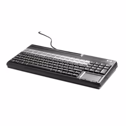 HP Clavier USB avec lecteur de bande magnétique POS, Taille réelle (100 %), Avec fil, USB, Noir