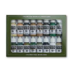 Vallejo 70.109 peinture acrylique 17 ml Noir, Marron, Chair, Vert, Gris, Olive, Sable, Blanc Bouteille