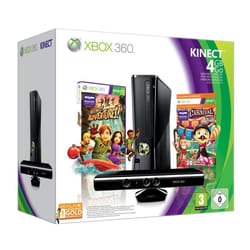 Microsoft Xbox 360 S 4GB + Kinect + Kinect Adventures & Carnival + 3M Xbox LIVE Wifi Noir