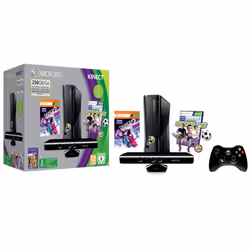 Microsoft Xbox 360 Slim 250GB + Kinect + Dance Central 2 + Kinect Adventures + Kinect Sports, Xbox 360, Noir, HDD, 250 Go, DV ...