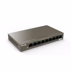 Tenda TEF1109P-8-63W Non-géré Fast Ethernet (10/100) Connexion Ethernet, supportant l'alimentation via ce port (PoE) Noir