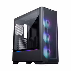 Phanteks G360A, Midi Tower, PC, Noir, Transparent, ATX, EATX, micro ATX, Mini-ITX, Acier, Verre trempé, Multicolore
