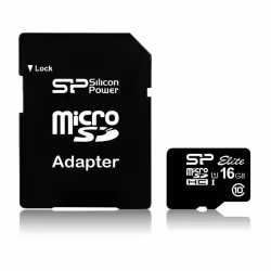 Silicon Power Elite, 16 Go, MicroSDHC, Classe 10, UHS-I, 85 Mo/s, Class 1 (U1)