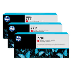 HP 771C pack de 3 cartouches d'encre DesignJet rouge chromatique, 775 ml