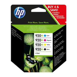 HP 920XL 4-pack High Yield Black/Cyan/Magenta/Yellow Original Ink Cartridges cartouche d'encre 4 pièce(s) Rendement élevé (XL) Noir, Cyan, Magenta, Jaune