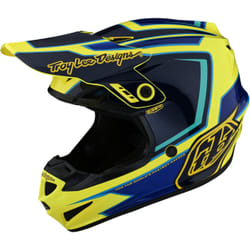 Troy Lee Designs GP Ritn Casque de motocross, bleu-jaune, taille L pour Hommes