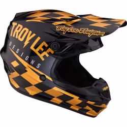 Troy Lee Designs SE4 Polyacrylite Race Shop MIPS Casque de motocross, noir-or, taille 2XL pour Hommes